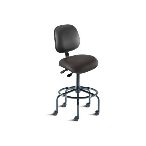 Biofit Antimicrobial Stool, 25"-32" Seat Height, Black Vinyl - Black Steel Base - Elite Series EES-H-RC-T-XF-XA-06-P28540 - main